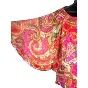 Coco Bianco Stein Mart buttrerfly sleeve vibrant paisley print top XL new